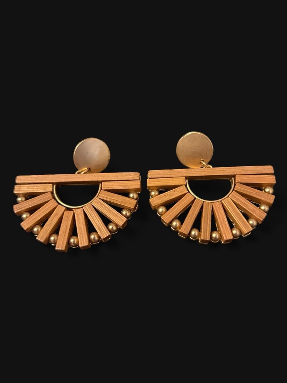 Gold Fan Sunburst Drop Earrings for Women